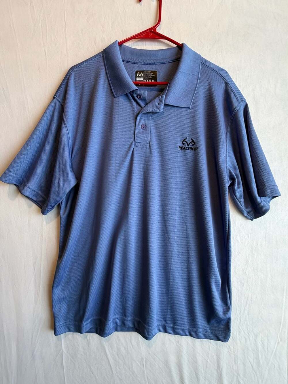 Realtree Men's Performance Polo Shirt Blue Short Sleeve Size Large